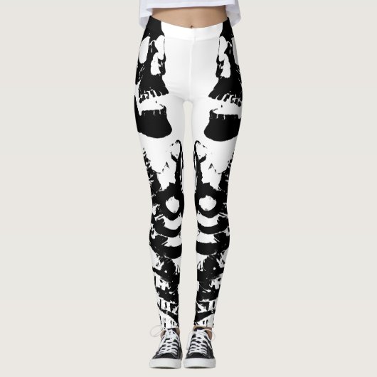 Leggings Squelettes d'image retournée blancs (Devant)