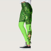 Leggings St Patrick's Day 2 Tone Green Fun Leprechaun (Gauche)