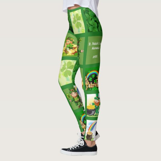 Leggings St. Patrick's Day Ajouter 9 Photos Green Layout Fu (Gauche)