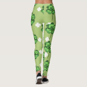 Leggings St Patrick's Day avec shamrocks sur vert (Dos)