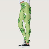 Leggings St Patrick's Day avec shamrocks sur vert (Gauche)