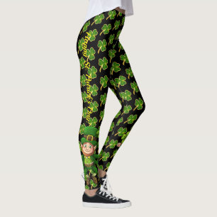 Leggings St Patrick's Day Black and Green Fun