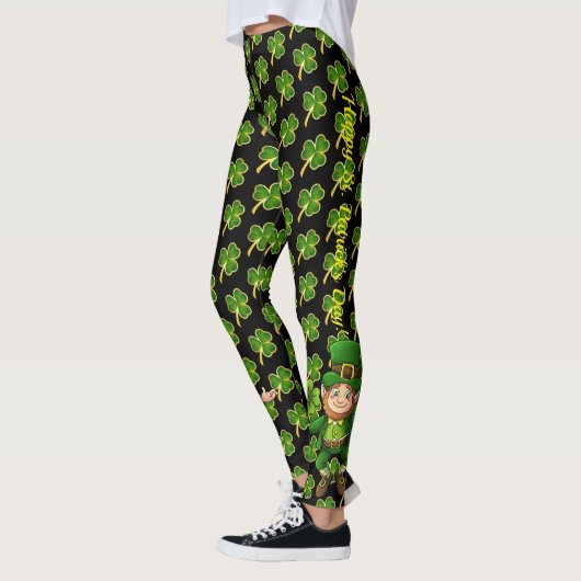 Leggings St Patrick's Day Black and Green Fun (Gauche)