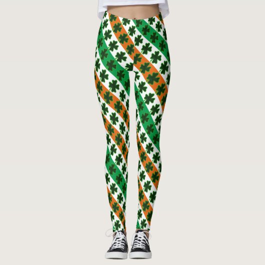 Leggings St. Patrick's Day Clover Stripes (Devant)