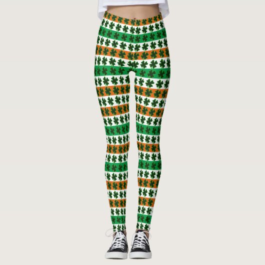 Leggings St. Patrick's Day Clover Stripes (Devant)