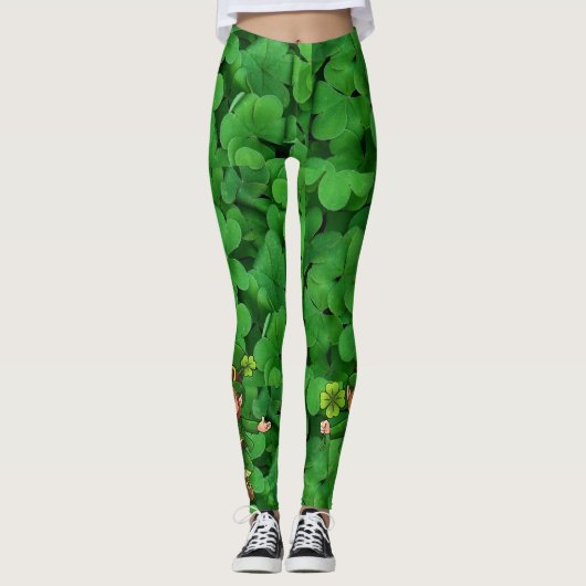 Leggings St. Patrick's Day Green Clover Dancing Leprechaun (Devant)