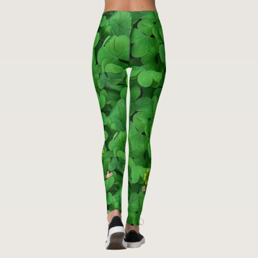 Leggings St. Patrick's Day Green Clover Dancing Leprechaun (Dos)