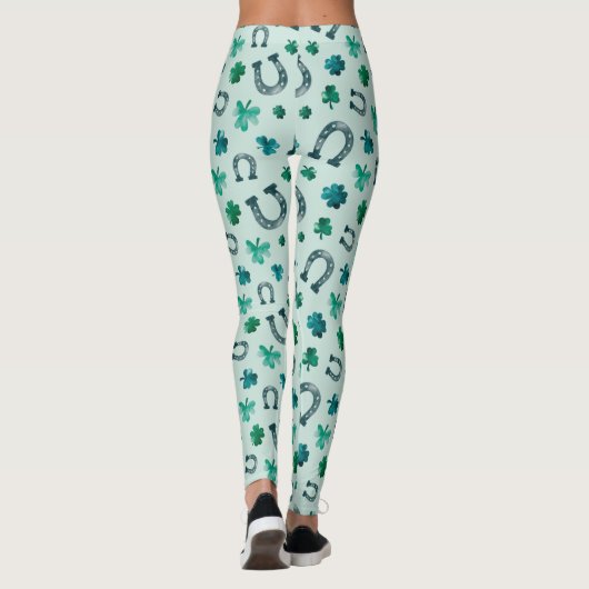 Leggings St. Patricks Day Horse Chaussure Shamrocks (Dos)