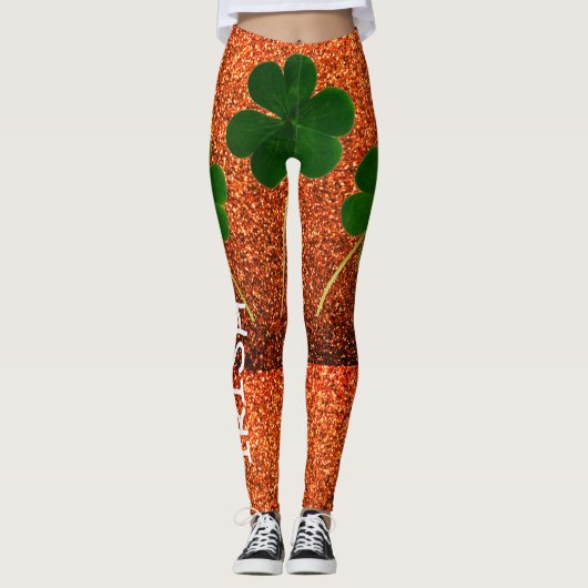 Leggings St Patrick's Day Irlandais Shamrock Gold Parties s (Devant)