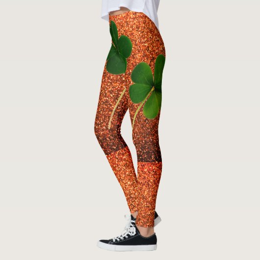 Leggings St Patrick's Day Irlandais Shamrock Gold Parties s (Gauche)