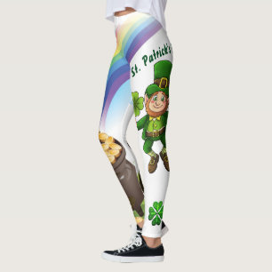 Leggings St. Patrick's Day Leprechaun Arc-en-ciel Pot d'or