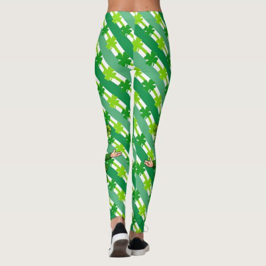 Leggings St. Patrick's Day Leprechaun Shamrock Vert blanc (Dos)