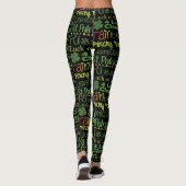 Leggings St. Patrick's Day Leprechaun Shamrock Vert Noir (Dos)