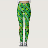Leggings St. Patrick's Day Leprechaun Shamrock Vert Noir (Devant)