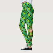 Leggings St. Patrick's Day Leprechaun Shamrock Vert Noir (Gauche)