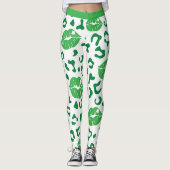 Leggings St. Patrick's Day Lips Kiss Green Shamrock Clover (Devant)