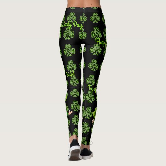 Leggings St Patrick's Day Personnaliser Texte ou Nom Vert (Dos)