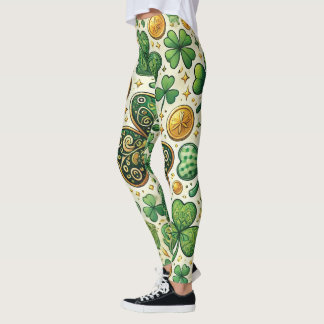 Leggings St. Patrick's Day Shamrock & Gold Femmes
