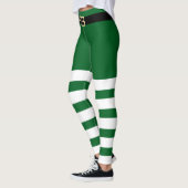 Leggings St. Patrick's Day Striped Green & White Leprechaun (Gauche)