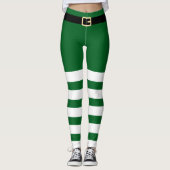 Leggings St. Patrick's Day Striped Green & White Leprechaun (Devant)