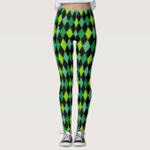 Leggings St. Patrick's Day Vert Motif noir amusant (Devant)