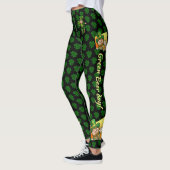 Leggings St Patrick's Day Vert & Noir Personnaliser le text (Gauche)