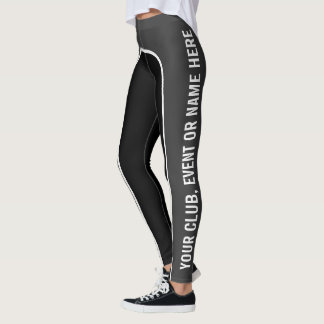 Leggings staal/wit/zwart- tekst