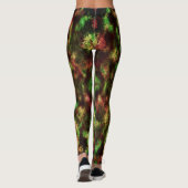 Leggings Stained green, red brownish with feathers effect. (Dos)
