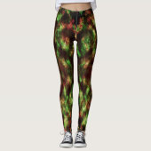 Leggings Stained green, red brownish with feathers effect. (Devant)