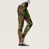 Leggings Stained green, red brownish with feathers effect. (Droite)
