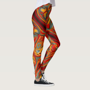 Leggings Staines incurvées en rayures orange à rouge sur gr