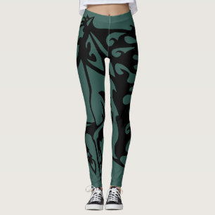 Leggings Staline Highland Green Pony Horse Bronco Line Art