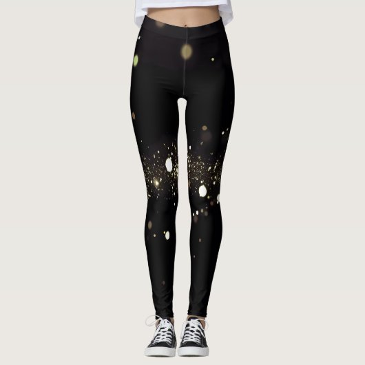 Leggings Stardust en or en noir (Devant)