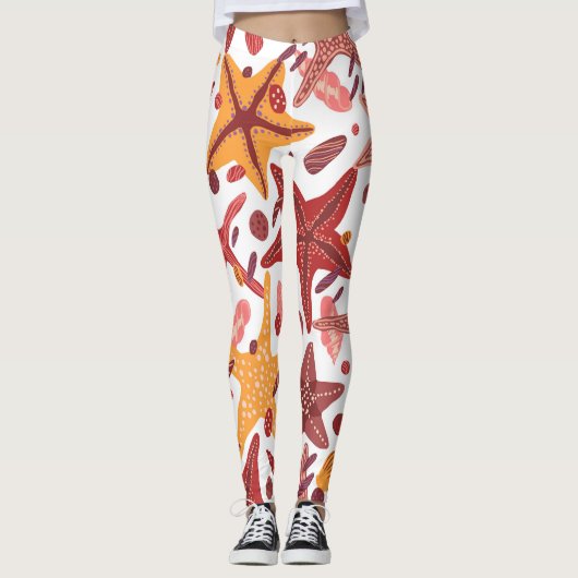 Leggings Starfish Shells : Motif scandinave (Devant)