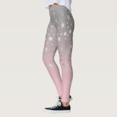 Leggings Stars Gris Rose Ombre Design Chic Moderne tendance (Gauche)