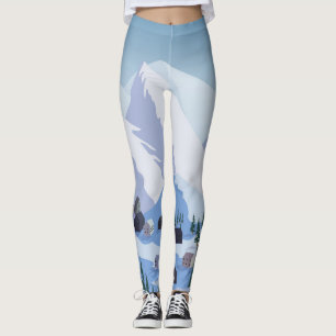 Leggings Station de ski : Paysage de montagne Vintage