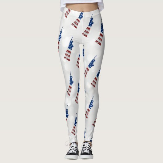 Leggings Statue De La Liberté 4 Juillet Parties scintillant (Devant)