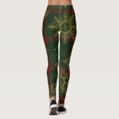 Leggings Steampunk Flocon de neige Rouge et vert Tartan (Dos)