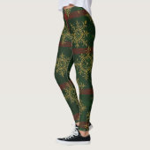 Leggings Steampunk Flocon de neige Rouge et vert Tartan (Gauche)