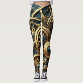 Leggings Steampunk Horkwork Or et Turquoise (Devant)