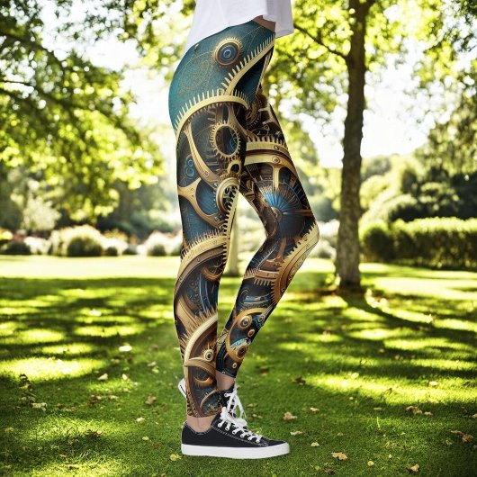 Leggings Steampunk Horkwork Or et Turquoise
