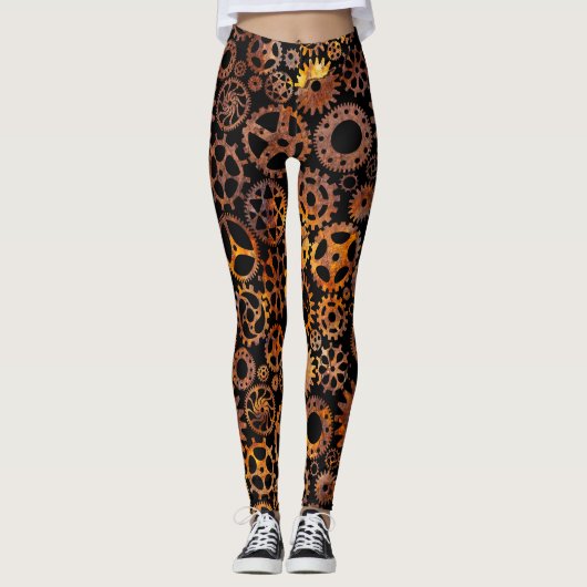 Leggings Steampunk Super Coloré Gears Rusty (Devant)