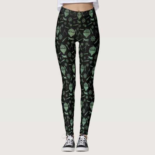 Leggings Steampunk Verdigris Bronze Ballons à air chaud (Devant)