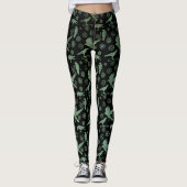Leggings Steampunk Verdigris Bronze Crows et engrenages (Devant)
