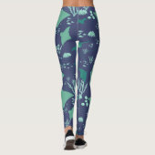 Leggings Stingray Marine Sea Life Motif bleu profond (Dos)