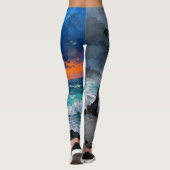 Leggings Stormy Serenity: Rain and Wind Beach at Sunset  (Dos)