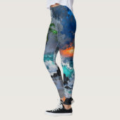 Leggings Stormy Serenity: Rain and Wind Beach at Sunset  (Gauche)