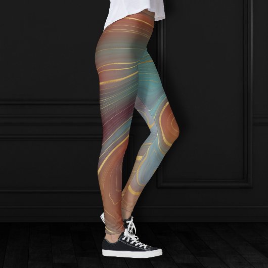 Leggings Strata automne | Terra Cotta Turquoise et Gold Aga