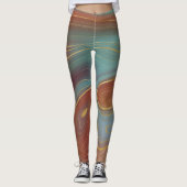 Leggings Strata automne | Terra Cotta Turquoise et Gold Aga (Devant)
