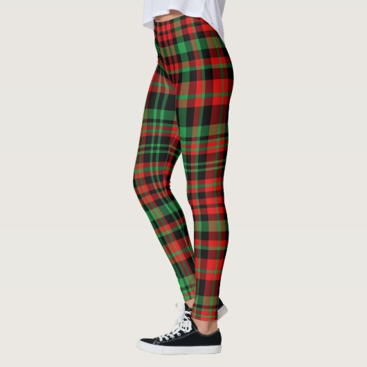 Leggings Strawberry Plaid Red and Green Christmas Outfit (Gauche)